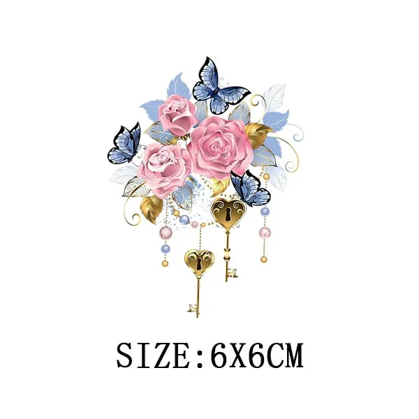Beautiful Flowers Thermal Sticker On T-shirt DIY Washable Iron On Transfer For Clothing Funny Design Patches On Clothes Applique
