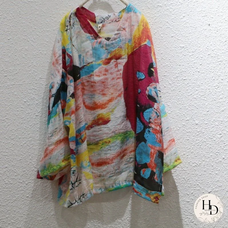 Women Green Breathable Linen Tops Long Sleeve