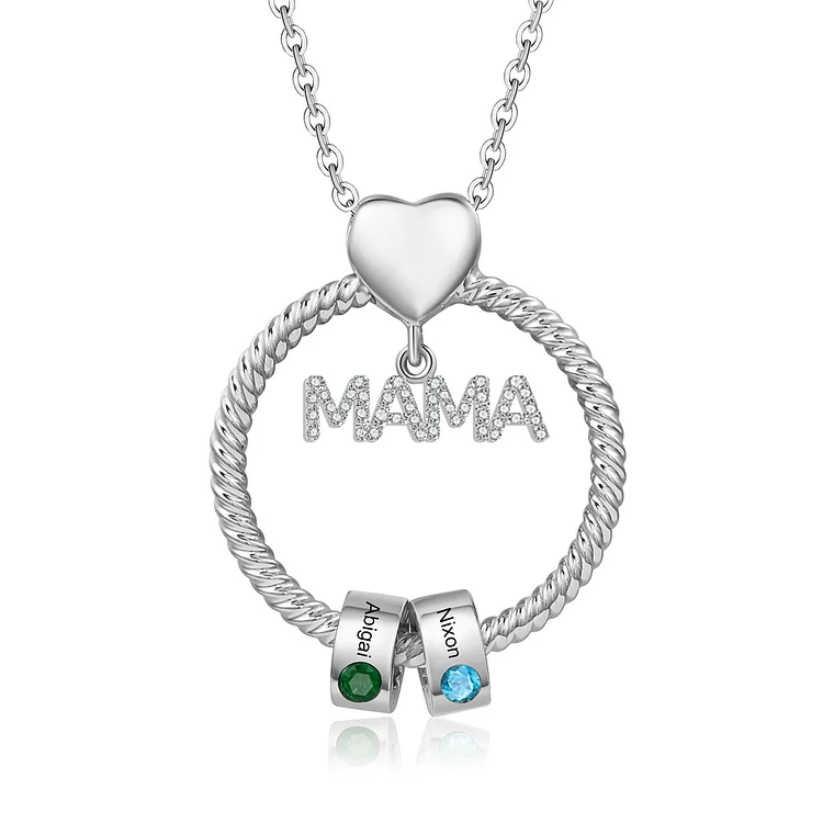 Kettenmachen Personalisierte 2 Namen Gravur "MAMA" Halskette mit 2 Geburtssteinen