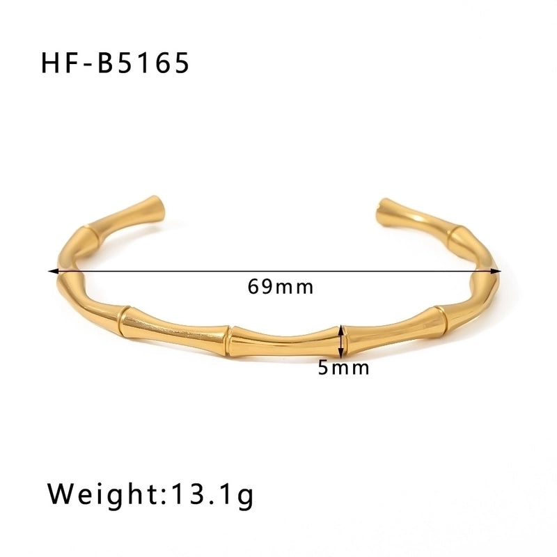 Retro Classic Style Solid Color Stainless Steel 18K Gold Plated Bangle In Bulk