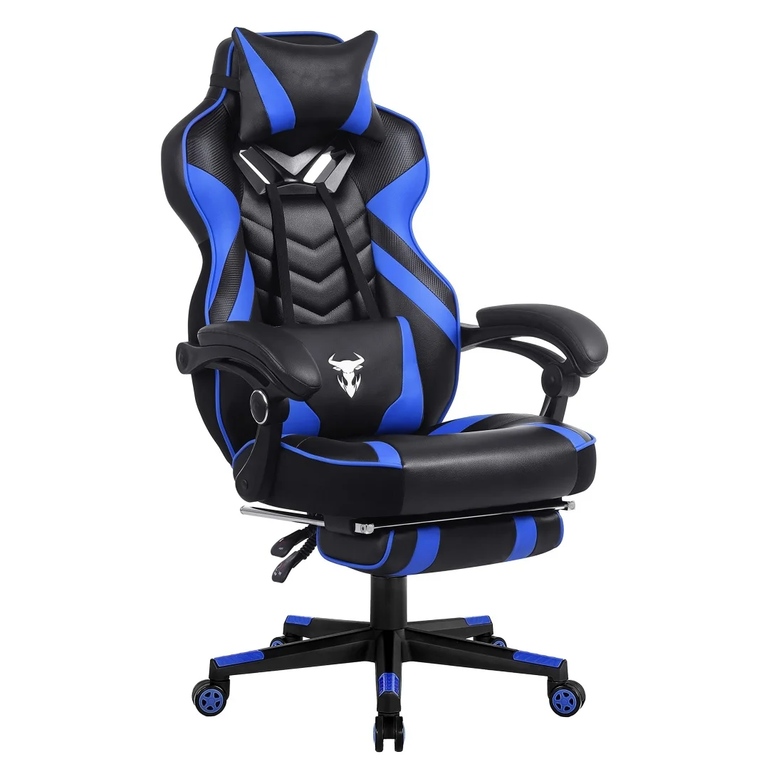 Racing Style Reclining High Back Computer Chair with Footstool