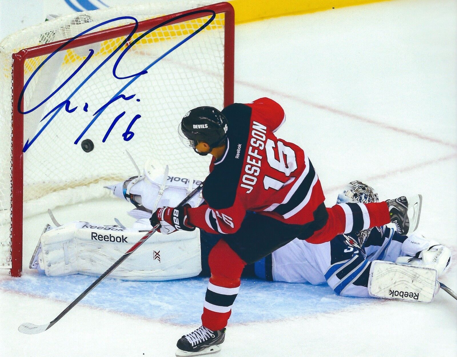 Signed 8x10 JACOB JOSEFSON New Jersey Devils Photo Poster painting - COA