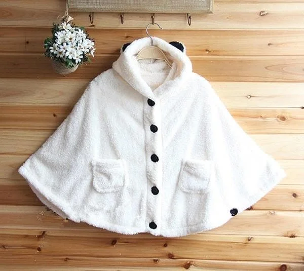 5 Colors Plush Batwing-sleeved Fluffy Hoodie Cape Coat SP153490