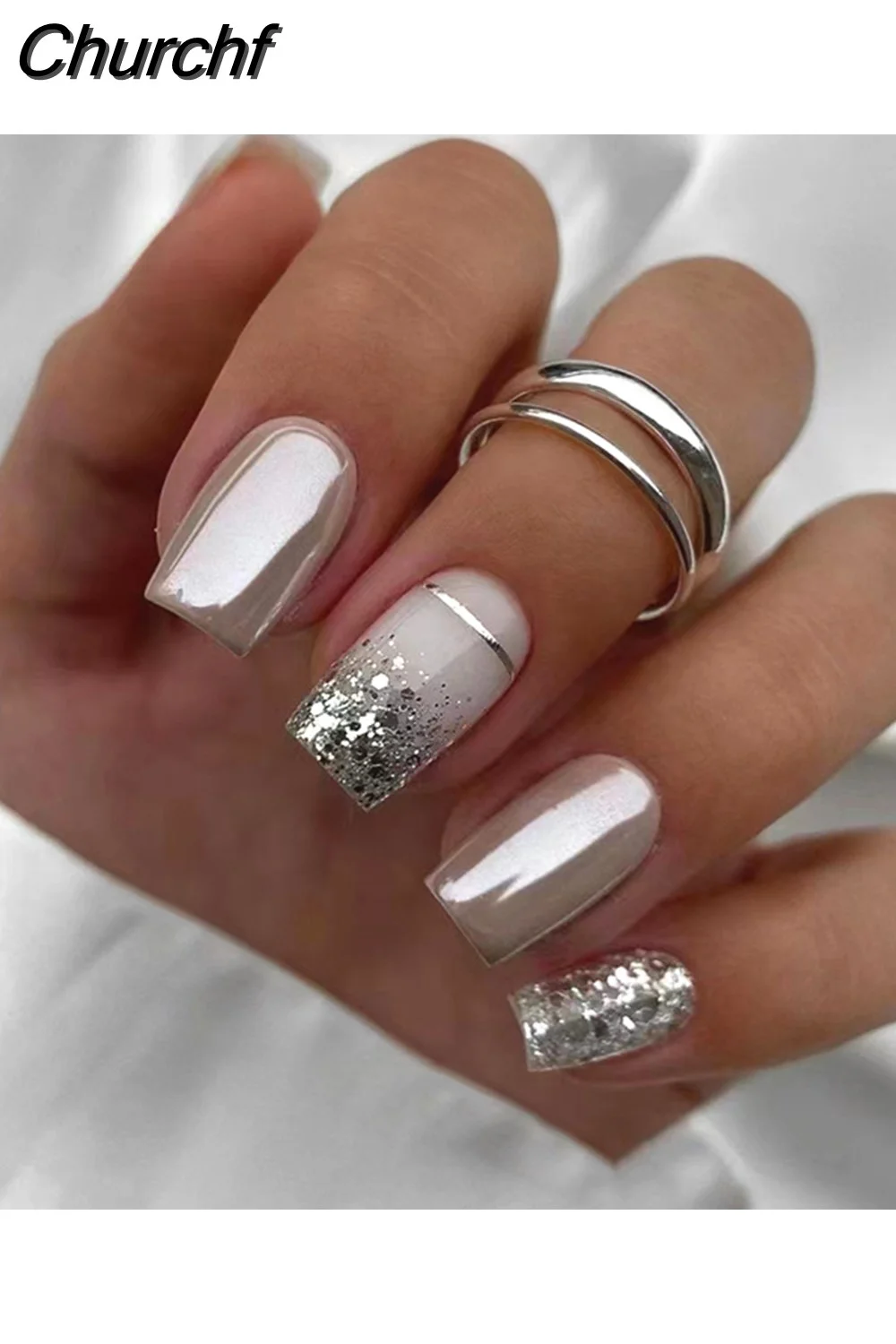 Churchf French Ballerina Fake Nail Pink Gradeint Natural Coffin False Nails Wholesale Nails Supplier Manicure Tool 24pcs/Box-Nail Inspo