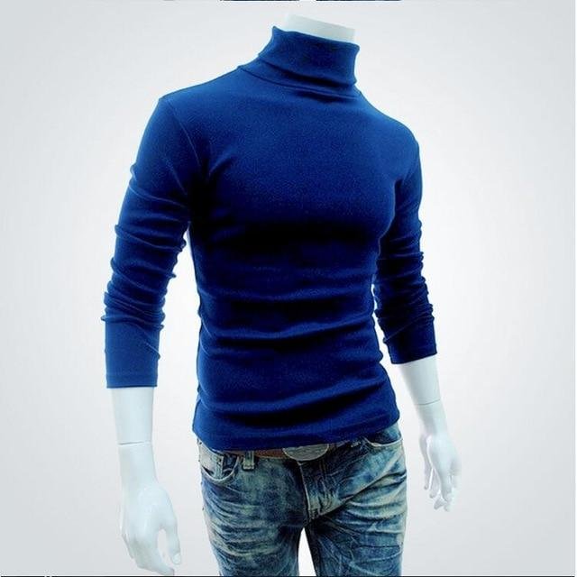 Men's Sweater Men's Turtleneck Solid Color Casual Sweater Men's Slim Fit Brand Knitted Pullovers