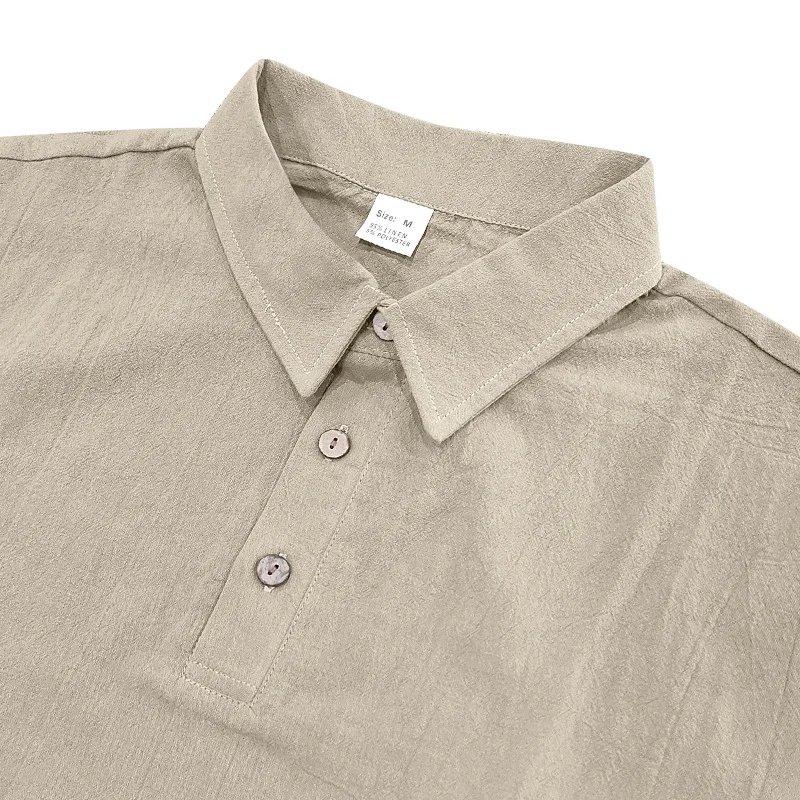 2026 New Men's Short-Sleeve Linen Polo Shirt &mdash; Loose-Fit, Casual, With Turn-Down Collar-INSPIREUSE