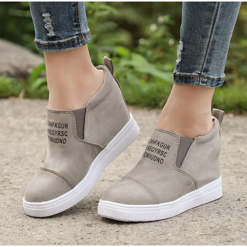Autumn Women Platform Wedges Vulcanized Ankle Boots Height Increasing Female High Heel Shoes Ladies Fashion Plus Size 35-43