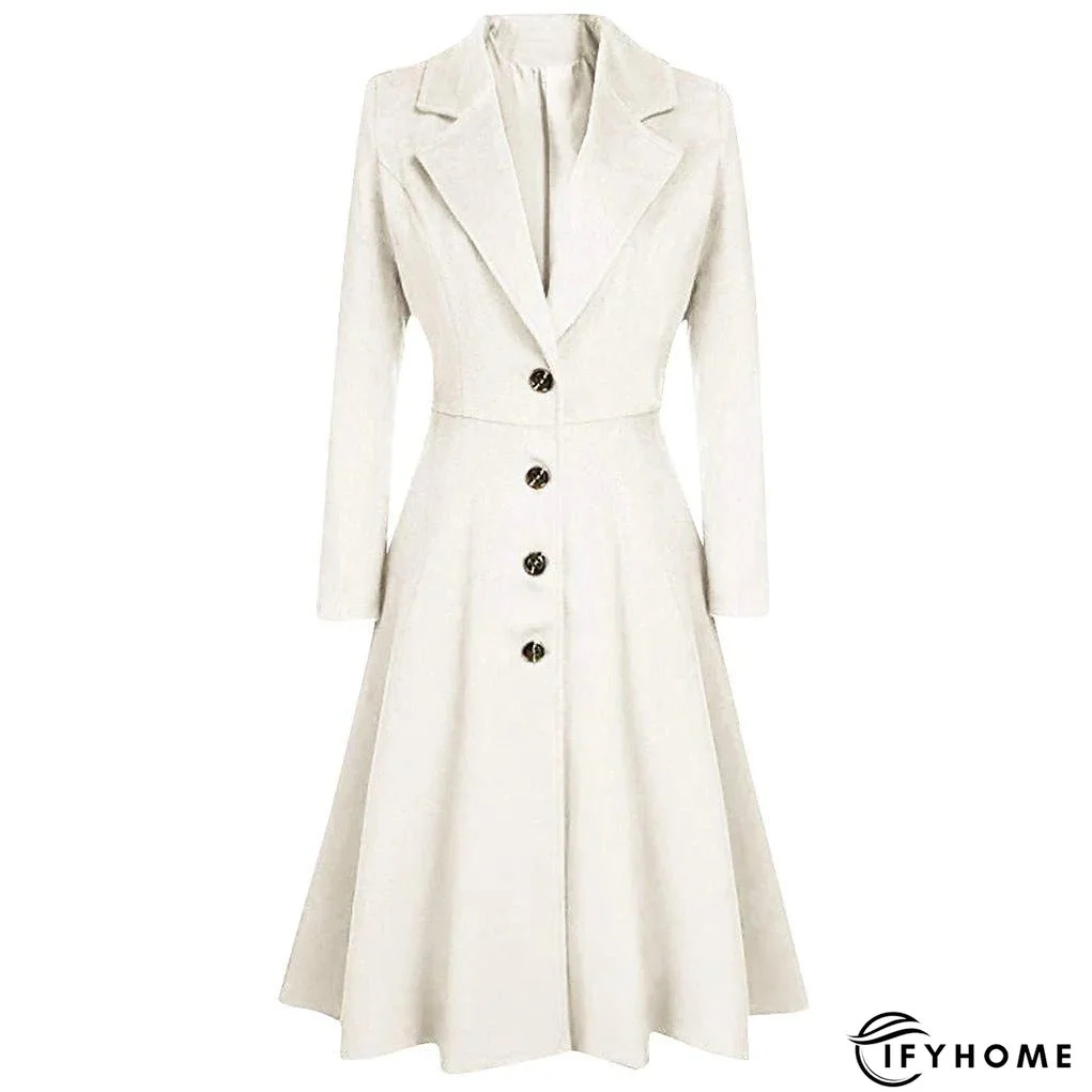 Women's Wool Blend Coat Winter Long Pea Coat Christmas Party Fall Lapel Overcoat Slim Fit Elegant & Luxurious Dress Jacket Long Sleeve Vintage Style White Black Purple Red | IFYHOME