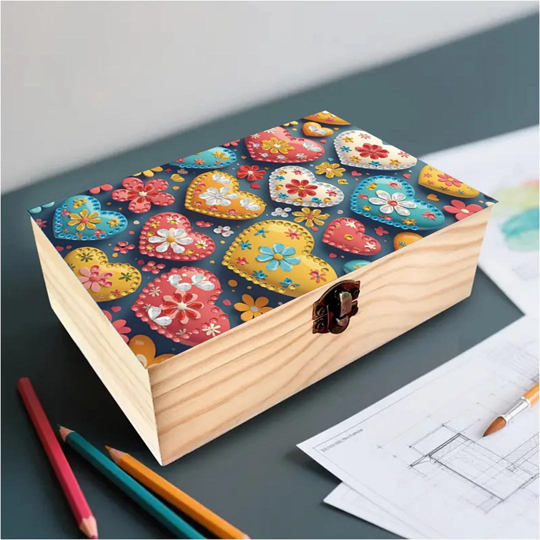 1Pc DIY Diamond Painting Wooden Storage Box Jewelry Box Kits (MZH017)