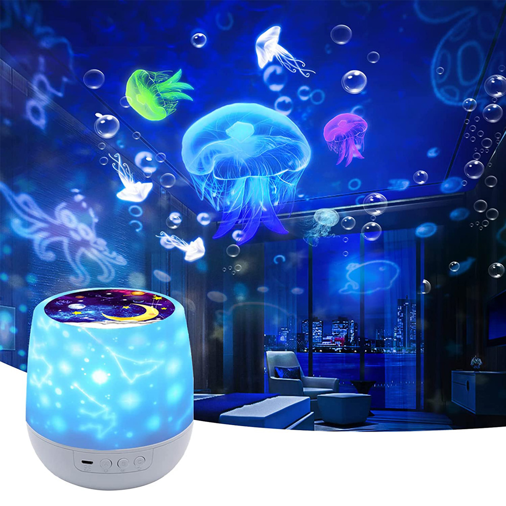 Tegooe 360 Rotating Ocean Wave Kids Night Light Projector with 7 Film Sets