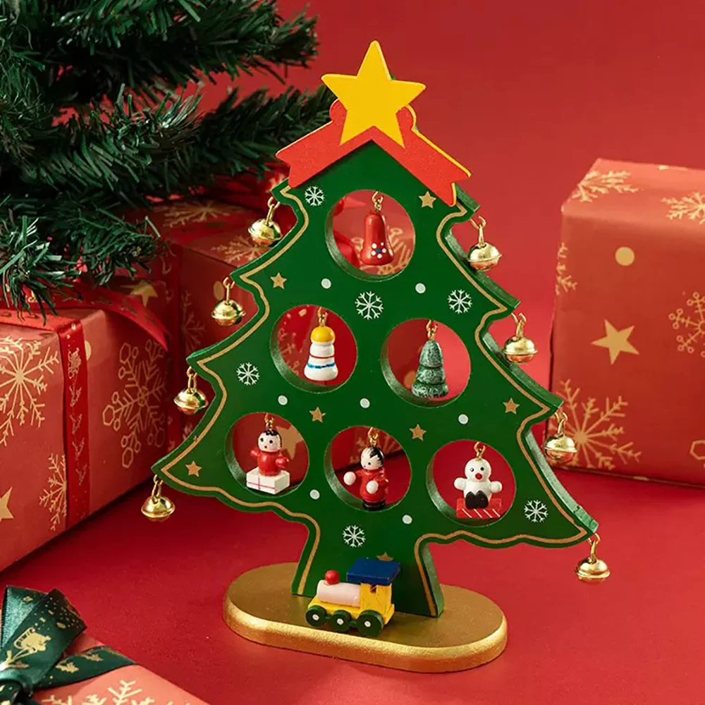 New wooden christmas tree ornament desktop decoration pendant gift