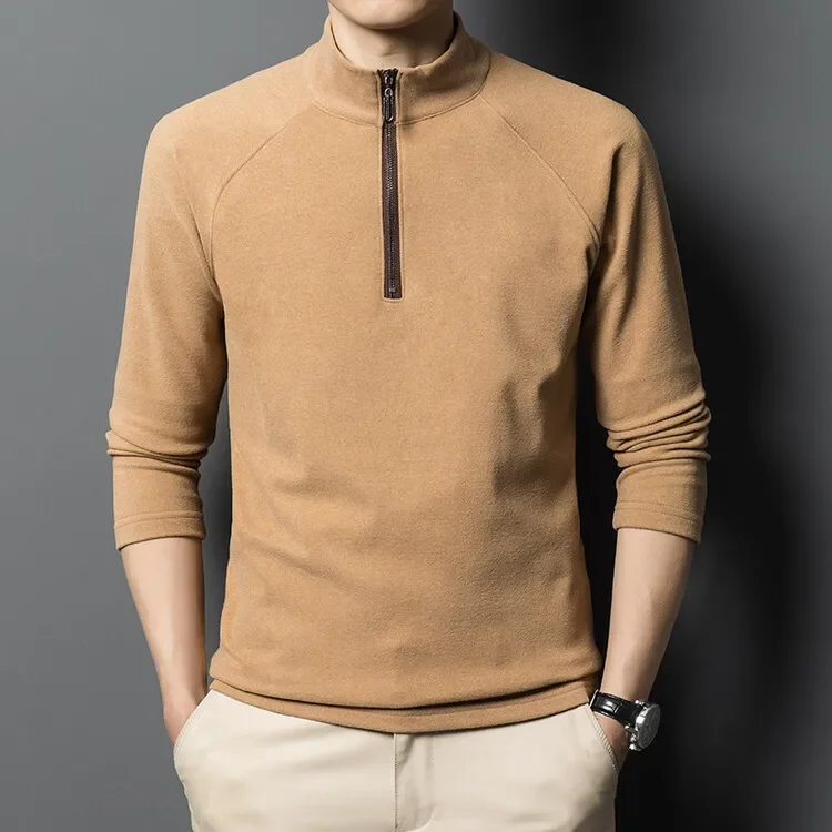 Dekziv 90S Fashion Men - Half Zipper Pullover Long Sleeve T-Shirt  