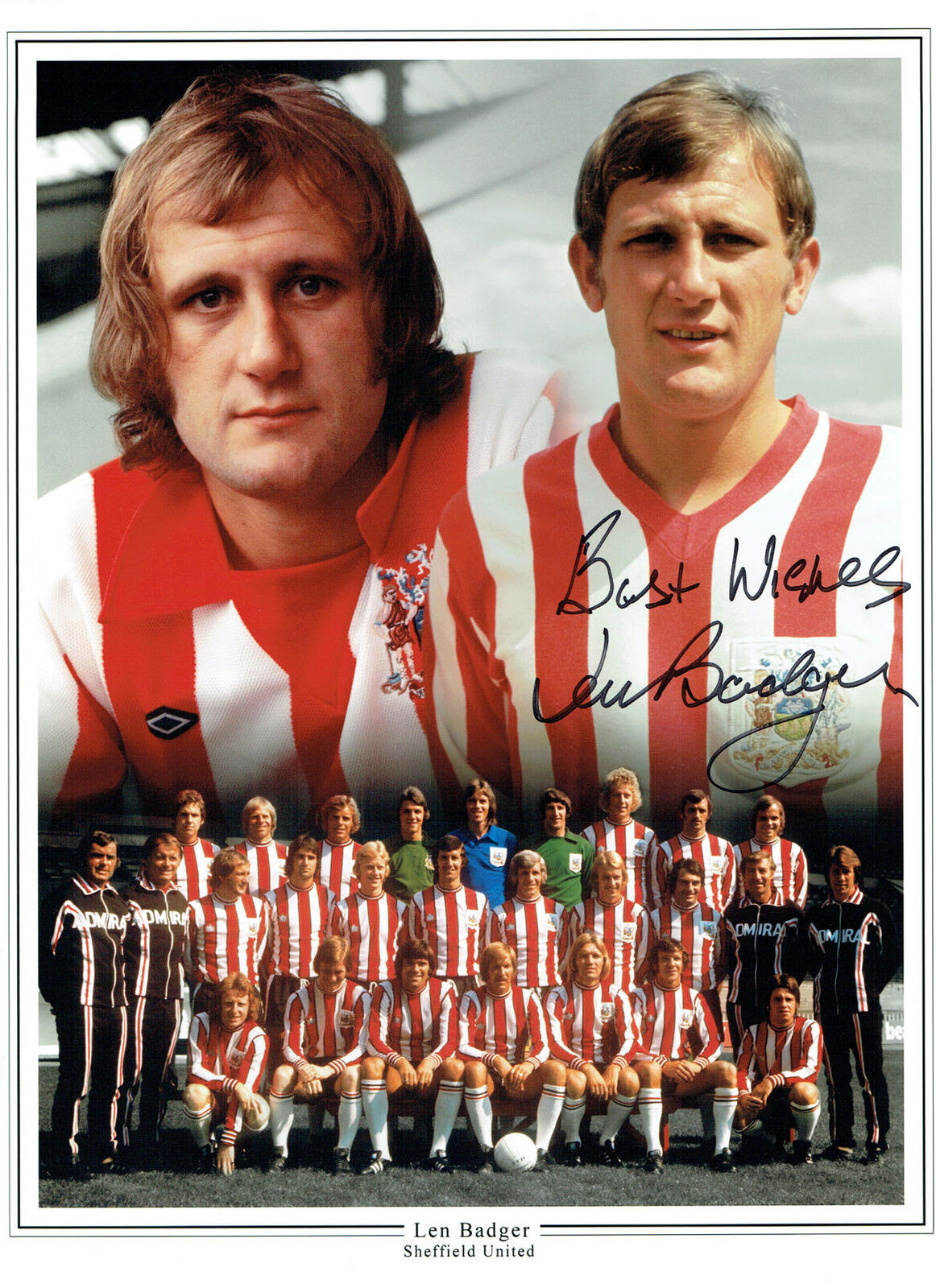 Len BADGER SIGNED Autograph 16x12 Sheffield United Montage Photo Poster painting AFTAL COA