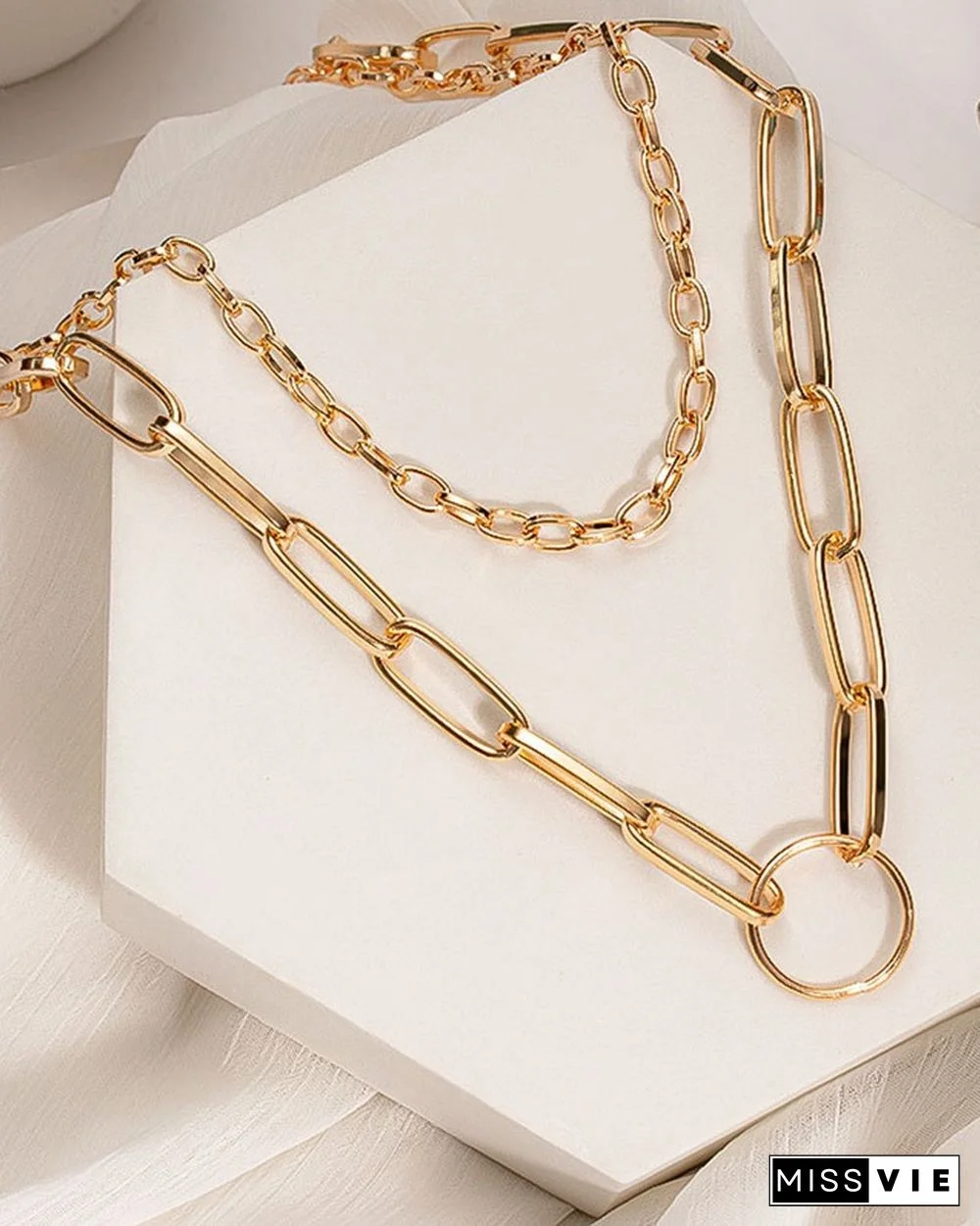 Retro Circle Chain 2PC-Layer Necklace Pendant