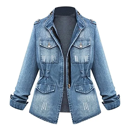 Smiledeer Spring and autumn new women's slim waist denim jacket