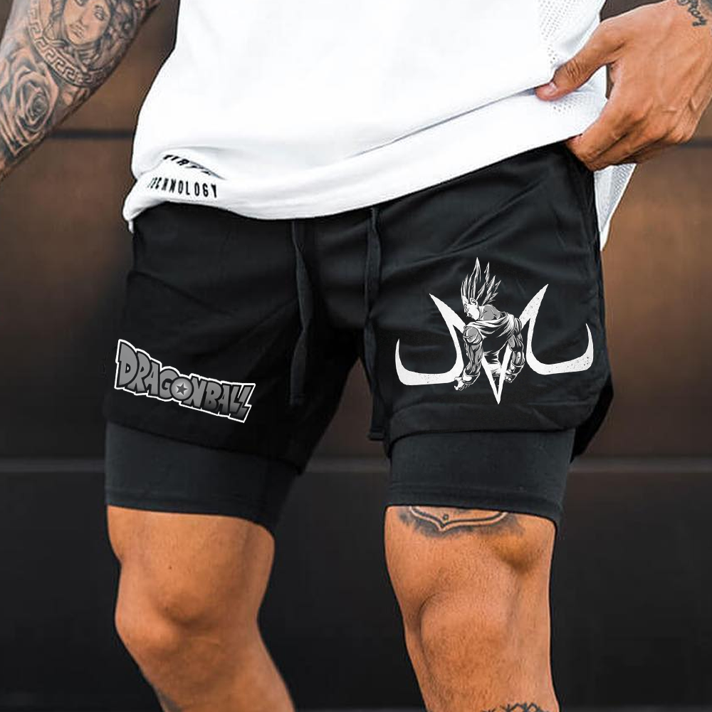 Men's Anime Sports Double Layer Shorts