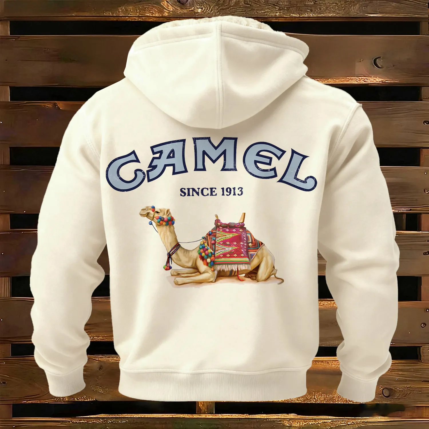 Stylish Graphic Design Fleece-lined Hooded