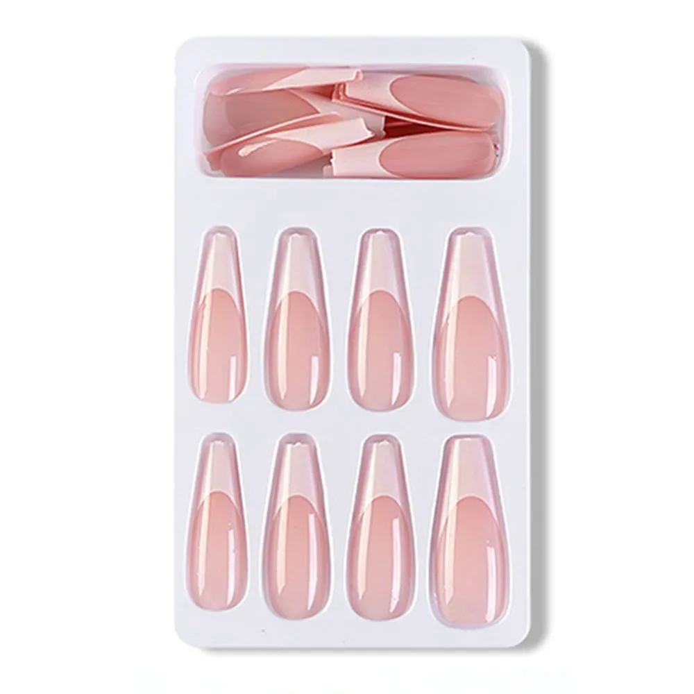 24pcs Fake nails with designs Long Coffin False Nails Ballerina Full Nail Art Tips Press on Nails Beauty Artificial Nails-Nail Inspo