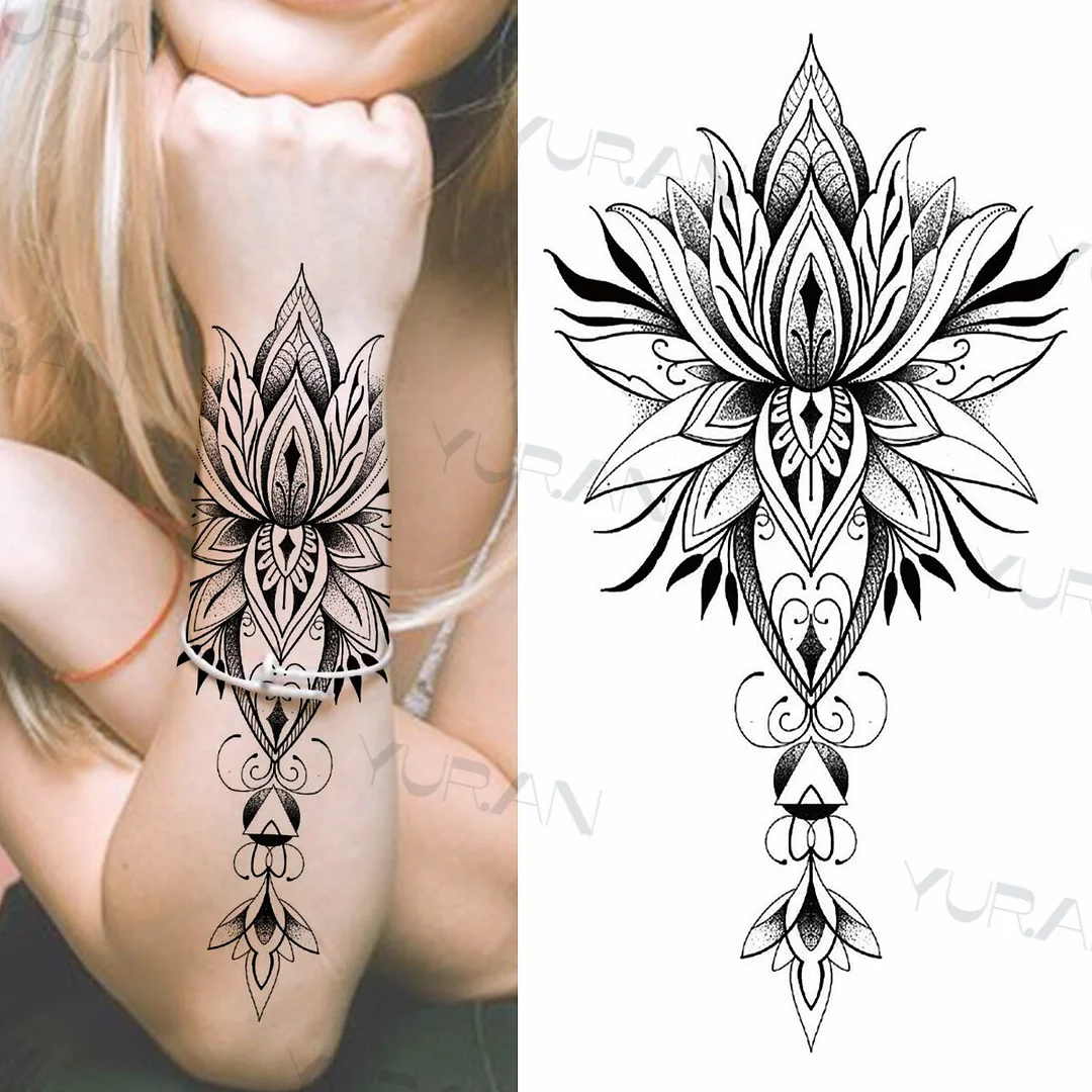 Sdrawing Catcher Rose Flower Temporary Tattoos For Women Adult Henna Moon Feather Owl Fake Tatoos Realistic Sexy Chest Tattoo Paste