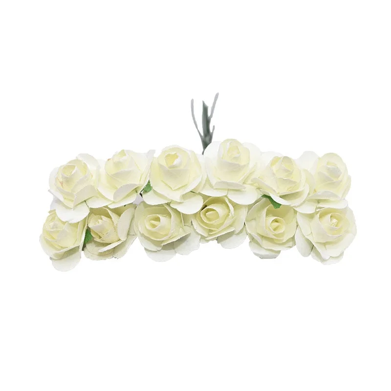72/144pcs Artificial Flower Mini Cute Paper Rose Handmade For Wedding Decoration DIY Wreath Gift Scrapbooking Craft Fake Flower