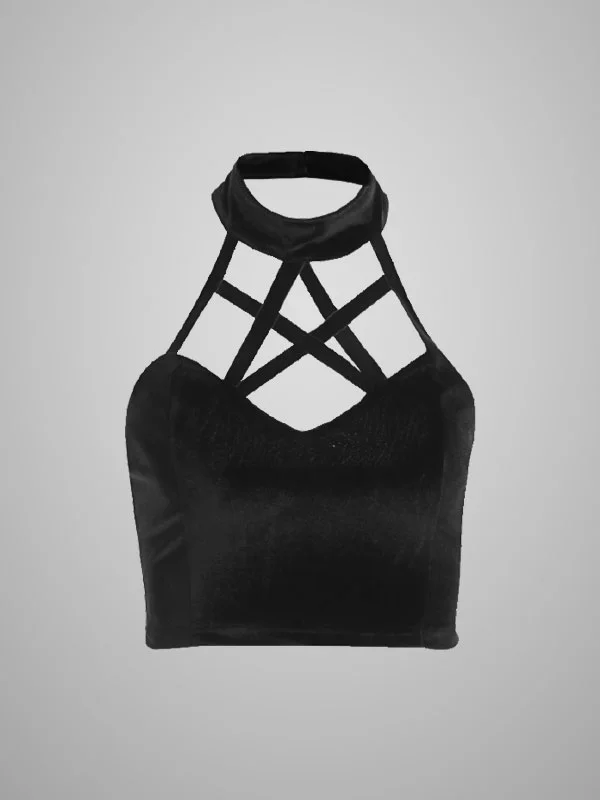 Star Shape Choker Crop Top