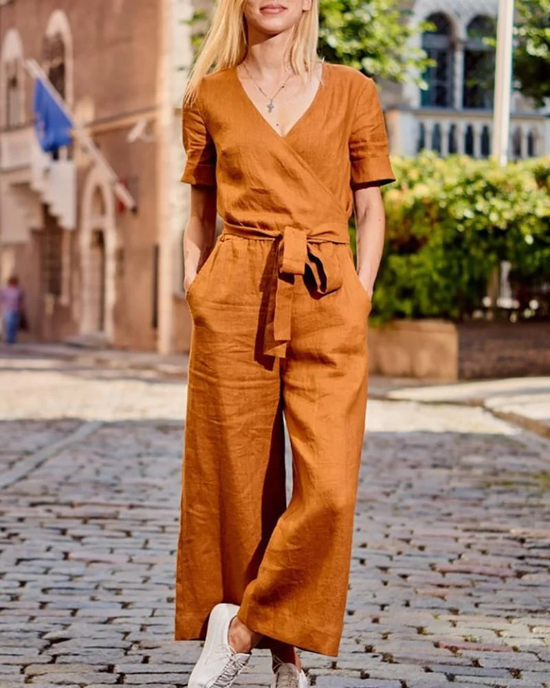 Casual solid color jumpsuit