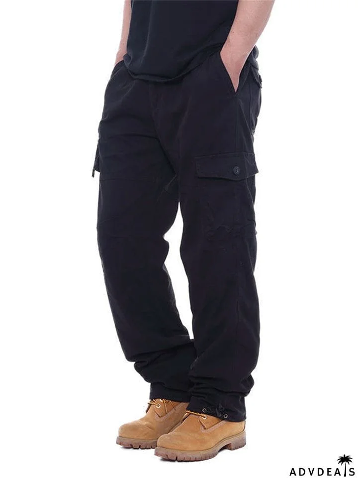 Men's Sporty Mid Rise Large Size Wear Resistant Cargo Pants