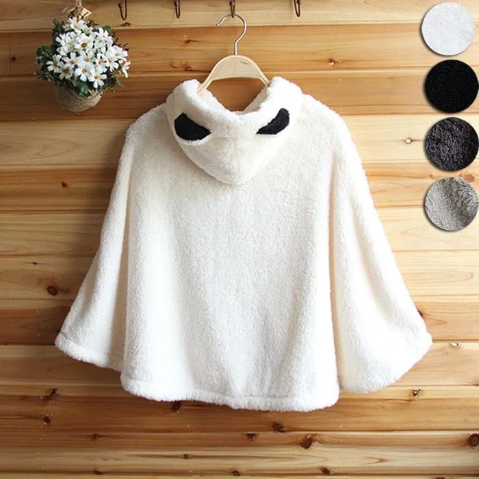 5 Colors Plush Batwing-sleeved Fluffy Hoodie Cape Coat SP153490
