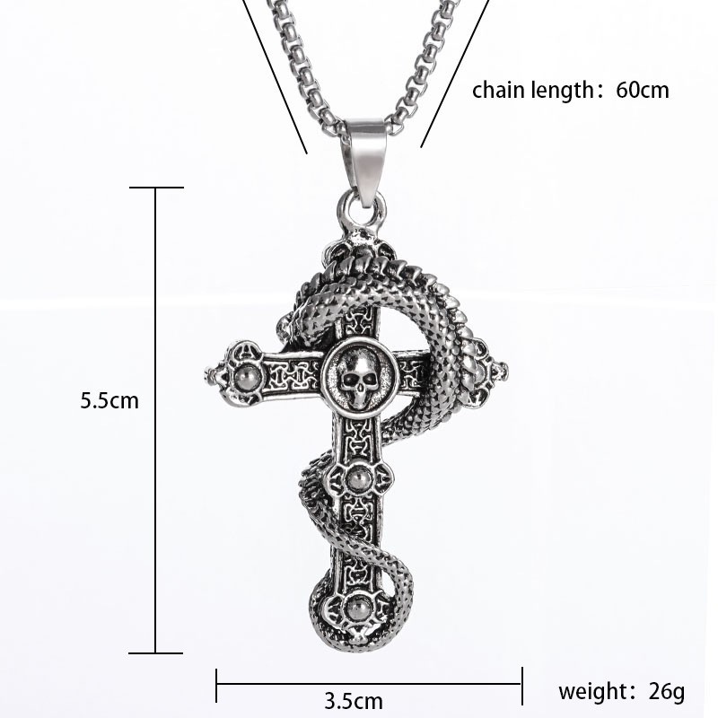Unisex Street Skeleton Dragon Cross Necklace
