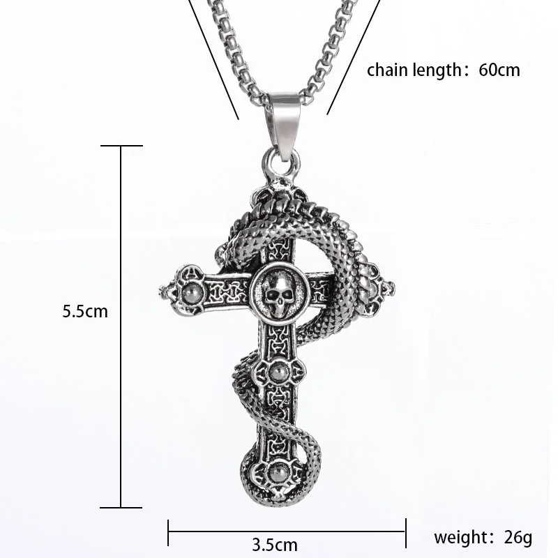 Unisex Street Skeleton Dragon Cross Necklace
