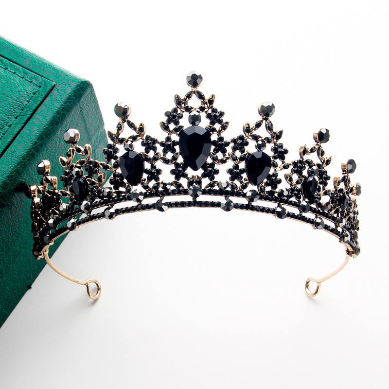 Halloween Black Gothic Rhinestone Crown 2024 - Flycurvy 