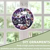 (18.5cm)DIY Acrylic Jigsaw Puzzle Window Hanging with Hanging Chain DIY Stained Glass Decoration Round Window Puzzle Decor for DIY Craft Project (Flower Motorbike)