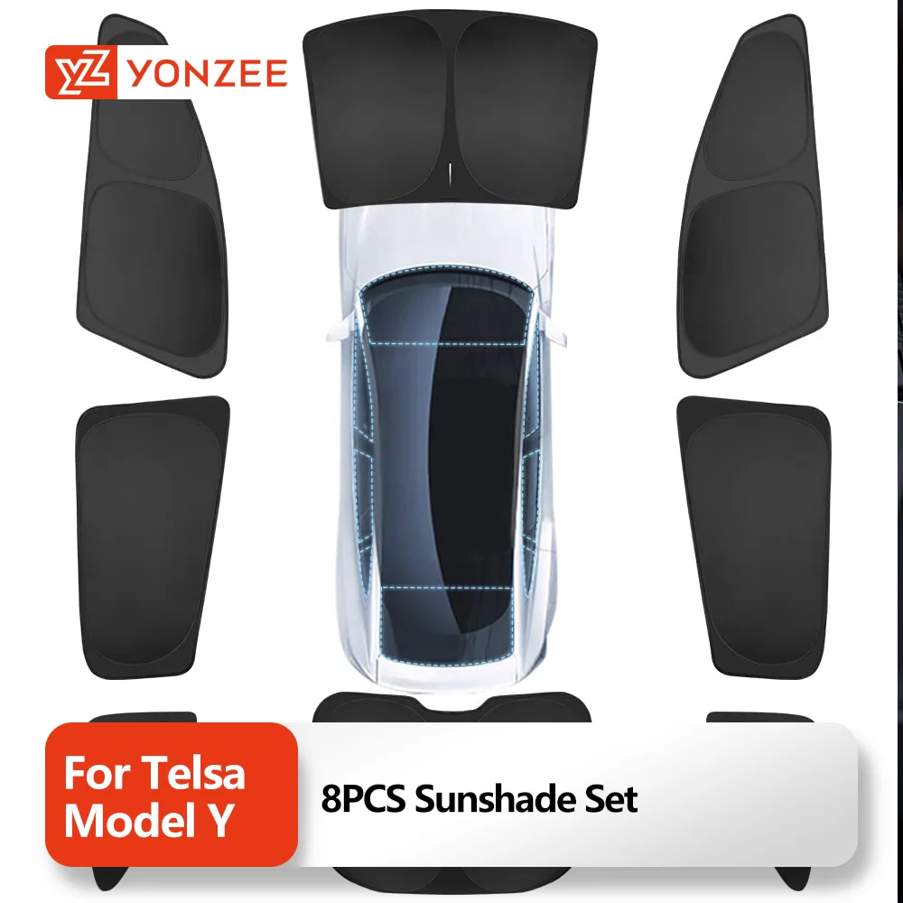 YONZEE Tesla 8PCS Sunshade Set for Tesla Model Y
