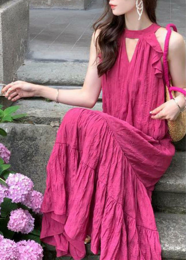 VCSHOES Rose Holiday Ruffled Patchwork Dress Sleeveless