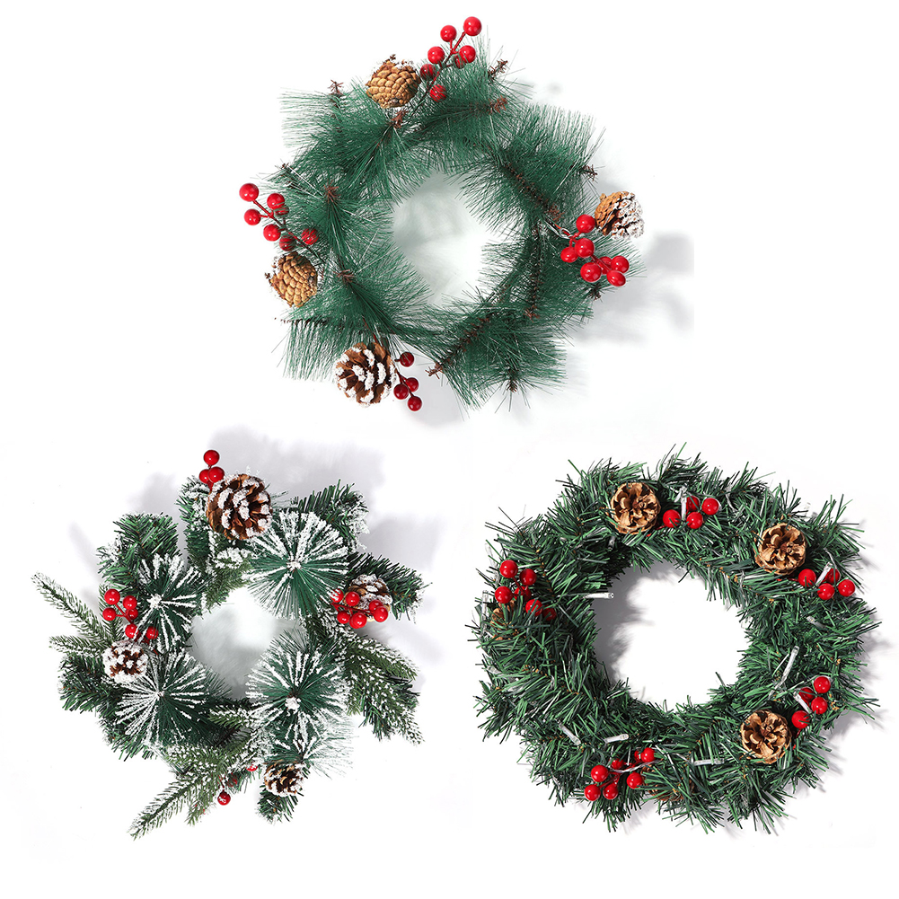 

30cm Christmas Floral Garland Home Holiday Festival Artificial Wreath Decor, Pvc;pine nut;red fruit, 501 Original