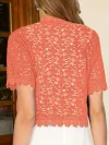 Contrast Lace Open Front Short Sleeve Cardigan for Women