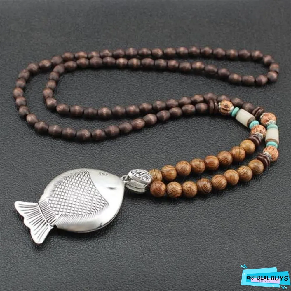 Ethnic Fish Horn Long Statement Men Womens Jewelry