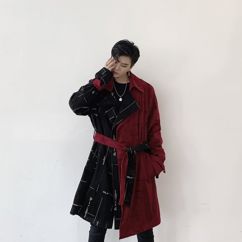 -Retro Chic Loose Stitching Contrast Color Personalized Corduroy Windbreaker Jacket-Yamamoto Diablo Clothing