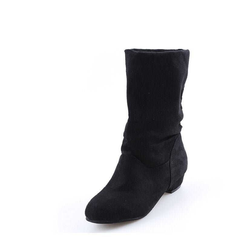 2020 Autumn Winter Women Boots Mid-Calf Martin Boots Brand Fashion Female Stretch Cotton Fabric Slip-on Boots Flat Shoes Woman