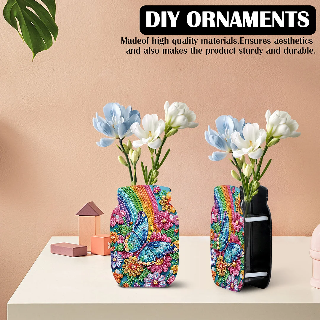 Butterfly Acrylic Double Sided Special Shape Diamond Painting Vase for Home