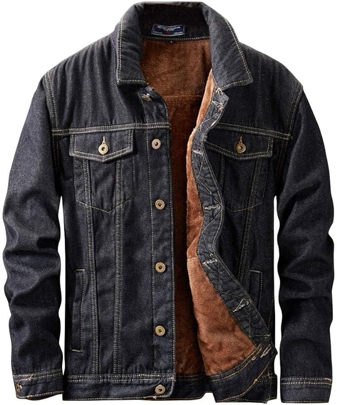 Edra Sports Equesty Men's Sherpa Denim Busker Jacket Thermal Fleece Cline Jeans Jacket