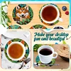 6Pcs/set Diamond Painting Wooden Puppy Coaster Cup Cushion With Holder