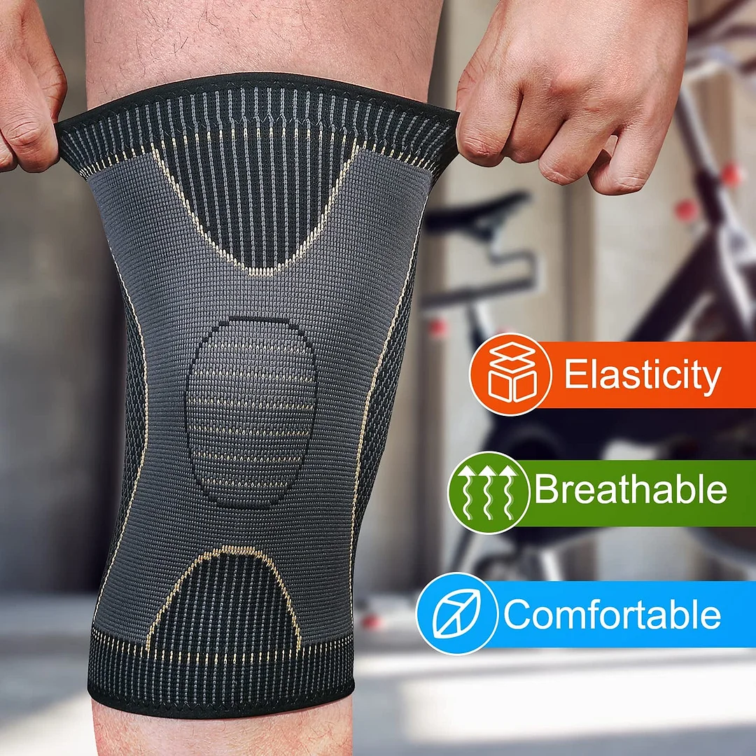 2 Pack Sports Protection Copper Knee Braces for Knee Pain Compression Sleeve