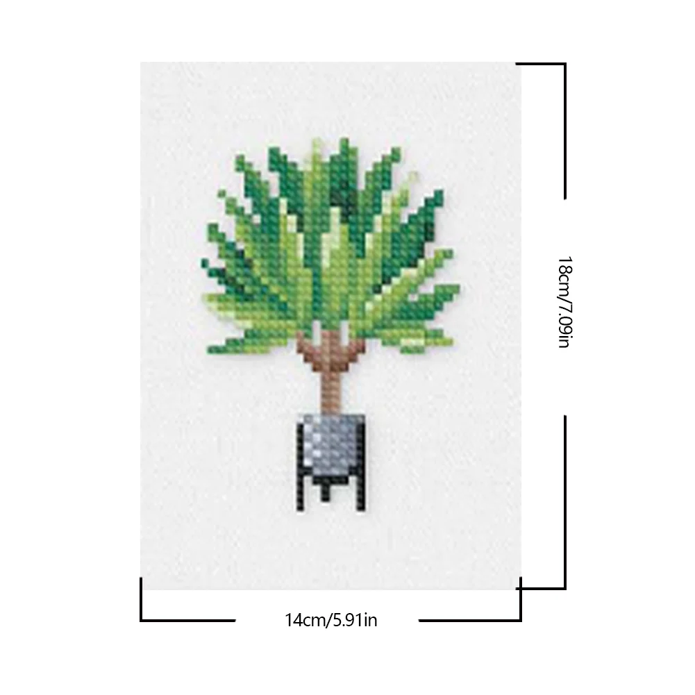 12pcs Plants DIY Mini Square Diamond Painting for Desktop Decor No Frame(14*18cm)