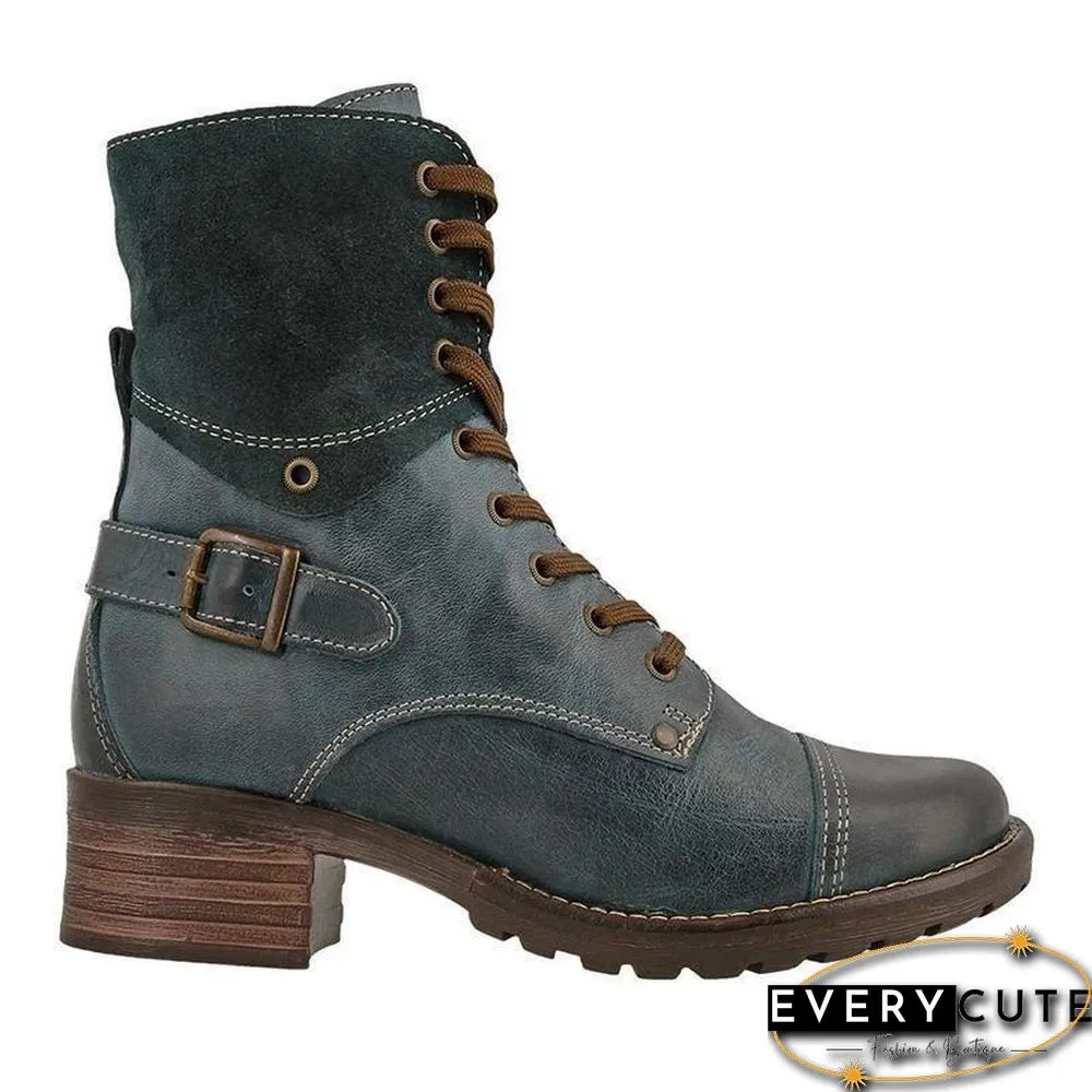 Classic Motorcycle Lace Up Ankle Boots