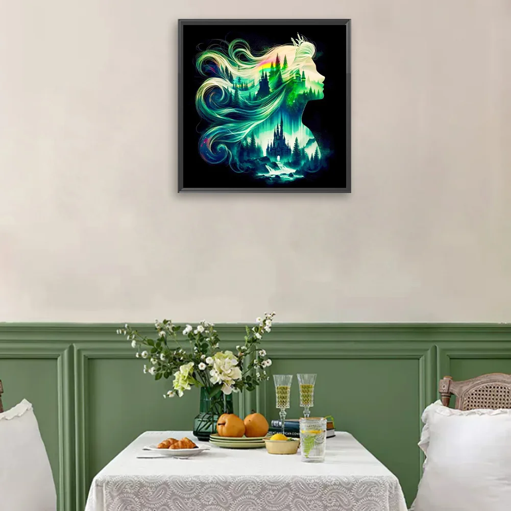 Diamond Painting - Full Square Drill - Princess Forest Silhouette(Canvas|35*35cm)