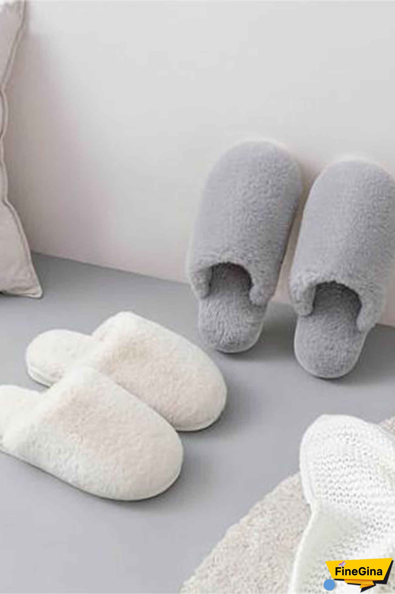 Solid Color House Plush Slippers