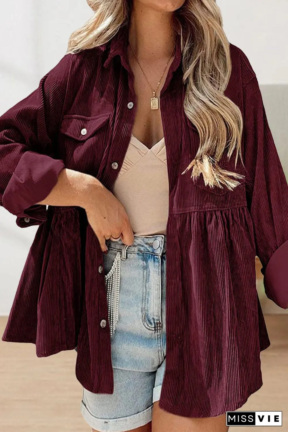 Casual Solid Solid Color Turndown Collar Tops