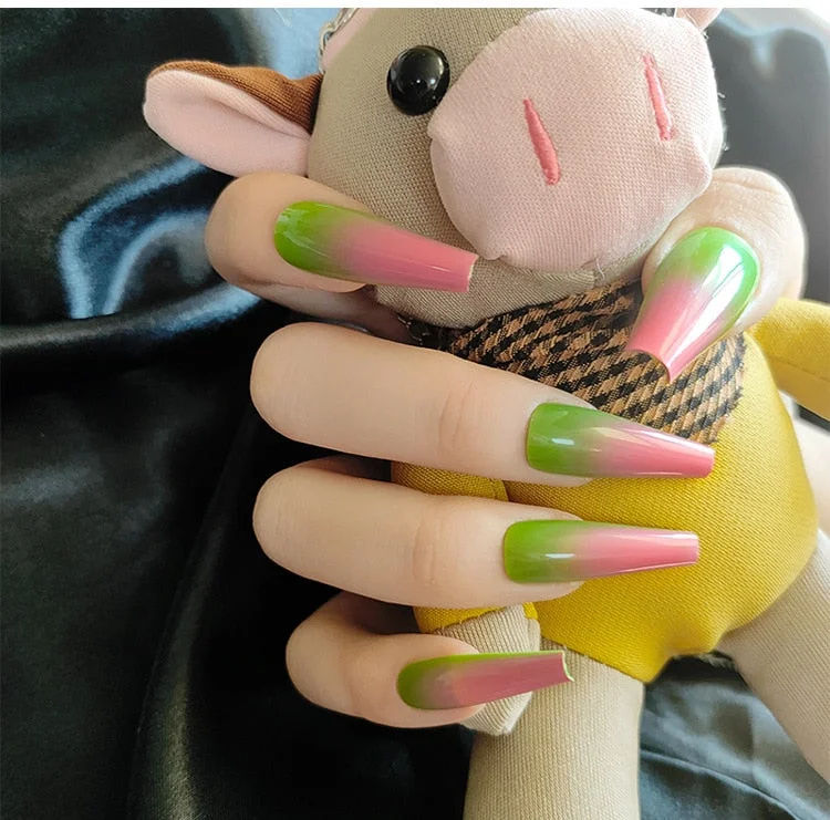 Fashion 24pc/set 10 Sizes Fake Nails Full Cover French False Nail Tips With Double-Sided Nail Adhesive Tab Press On Nails Art-Nail Inspo