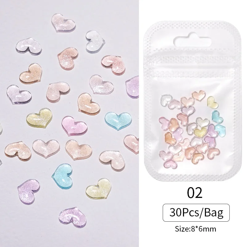 48pcs Mixed Size Aurora Little Bear Nail Art Accessories Resin Kawaii Bear Stereo FlatBack 3D Fashion Fingernail DIY Decoration-Nail Inspo